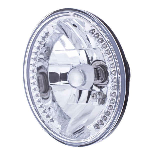 7" Crystal Headlight With 34 White LED Position Light