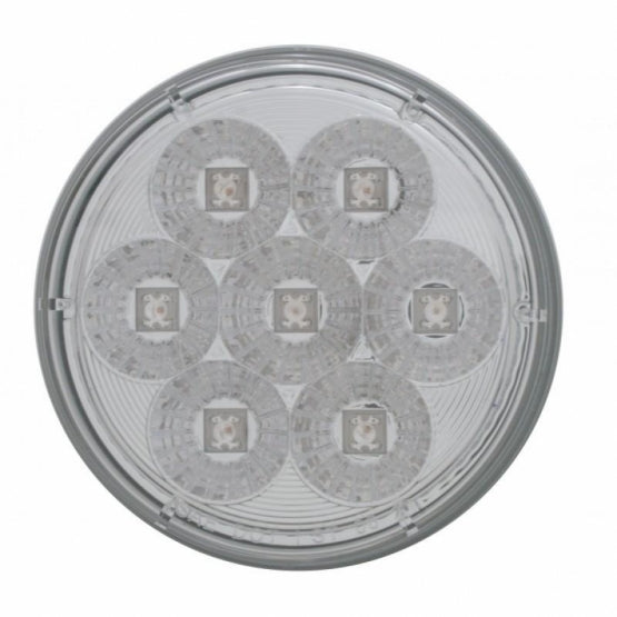 2-1/2" Bolt Pattern Chrome Spring Loaded Bar W/6X 4" 7 LED Lights -Red LED/Clear Lens (Pair)