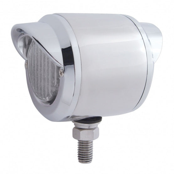 Stainless 2-1/2" Double Face Light With LED Lights & Visors - Amber & Red LED/Clear Lens