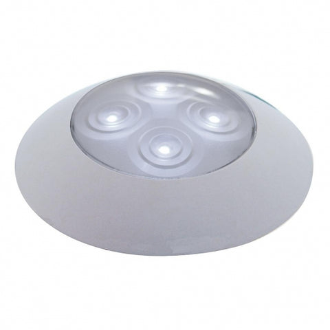 4 LED 1-3/4" Dome Light 3" Round Bezel-White LED/Clear Lens