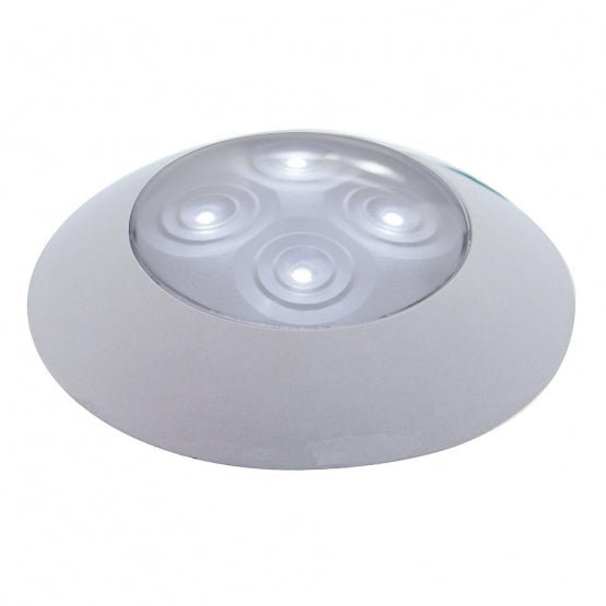 4 LED 1-3/4" Dome Light 3" Round Bezel-White LED/Clear Lens