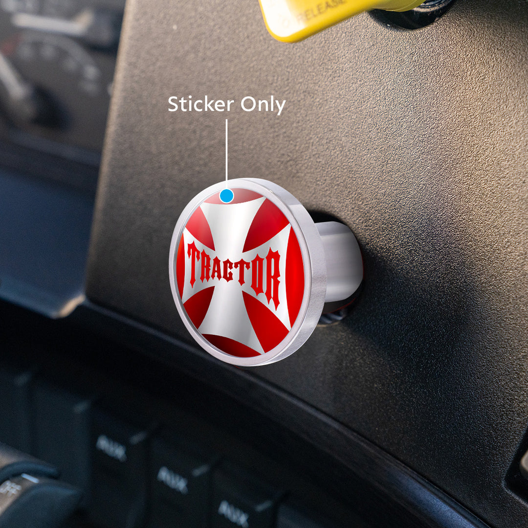 "Tractor" Maltese Cross Air Valve Knob Candy Color Sticker - Candy Red