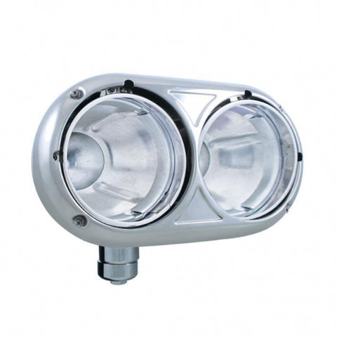 304 Stainless Dual Headlight Housing With Inner Lamp Bucket For Peterbilt 359 - Driver