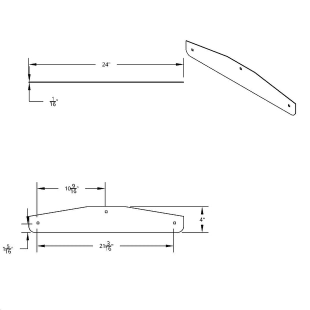 24" X 4" Stainless Steel Bottom Mud Flap Plate - Bolt Thru