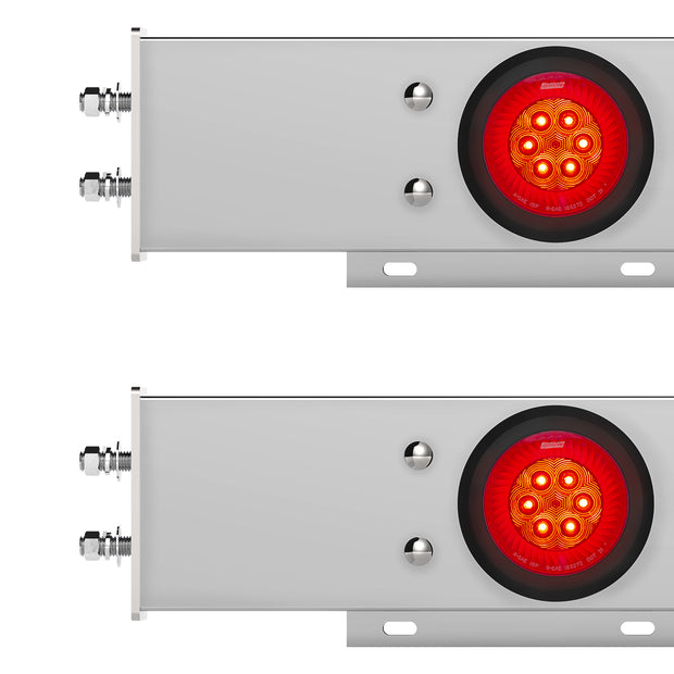 2-1/2" Bolt Pattern Chrome Spring Loaded Bar W/6X 4" 16 LED Turbine Lights - Red LED/Red Lens (Pair)
