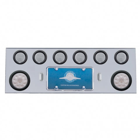 SS Rear Center Panel With 2X 10 LED 4" Lights & 6X 13 LED 2-1/2" Lights -Red LED/Clear Lens