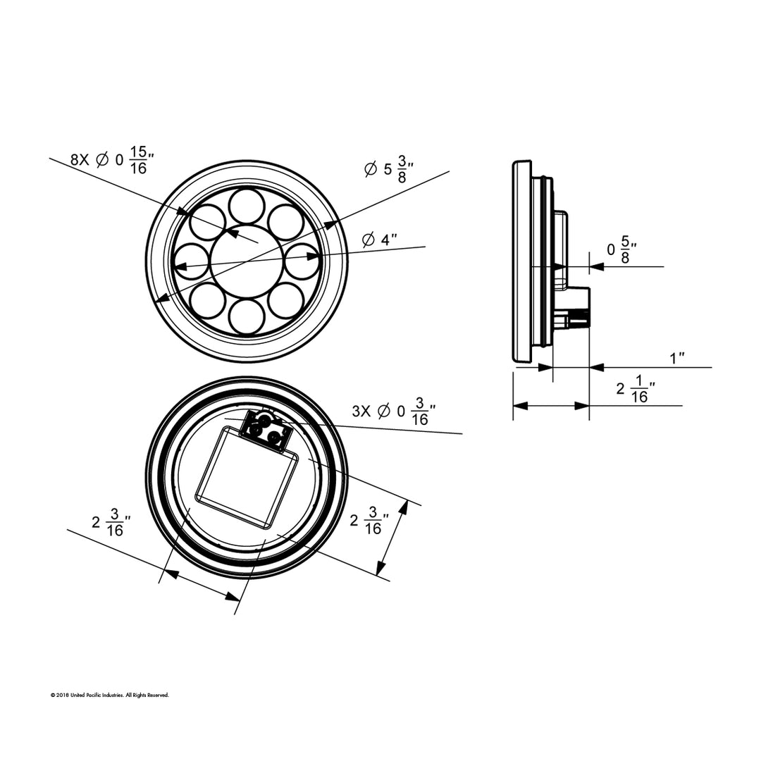 12 LED 4" Round Light Kit (Stop, Turn &amp; Tail) - Red LED/Red Lens