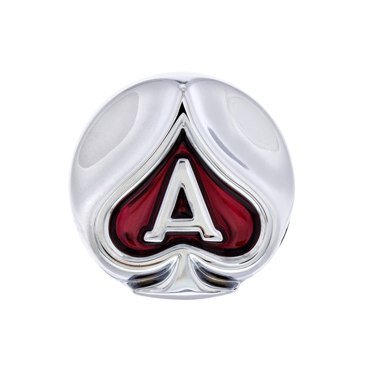 Ace Of Spades Air Valve Knob - Chrome With Red Inlay