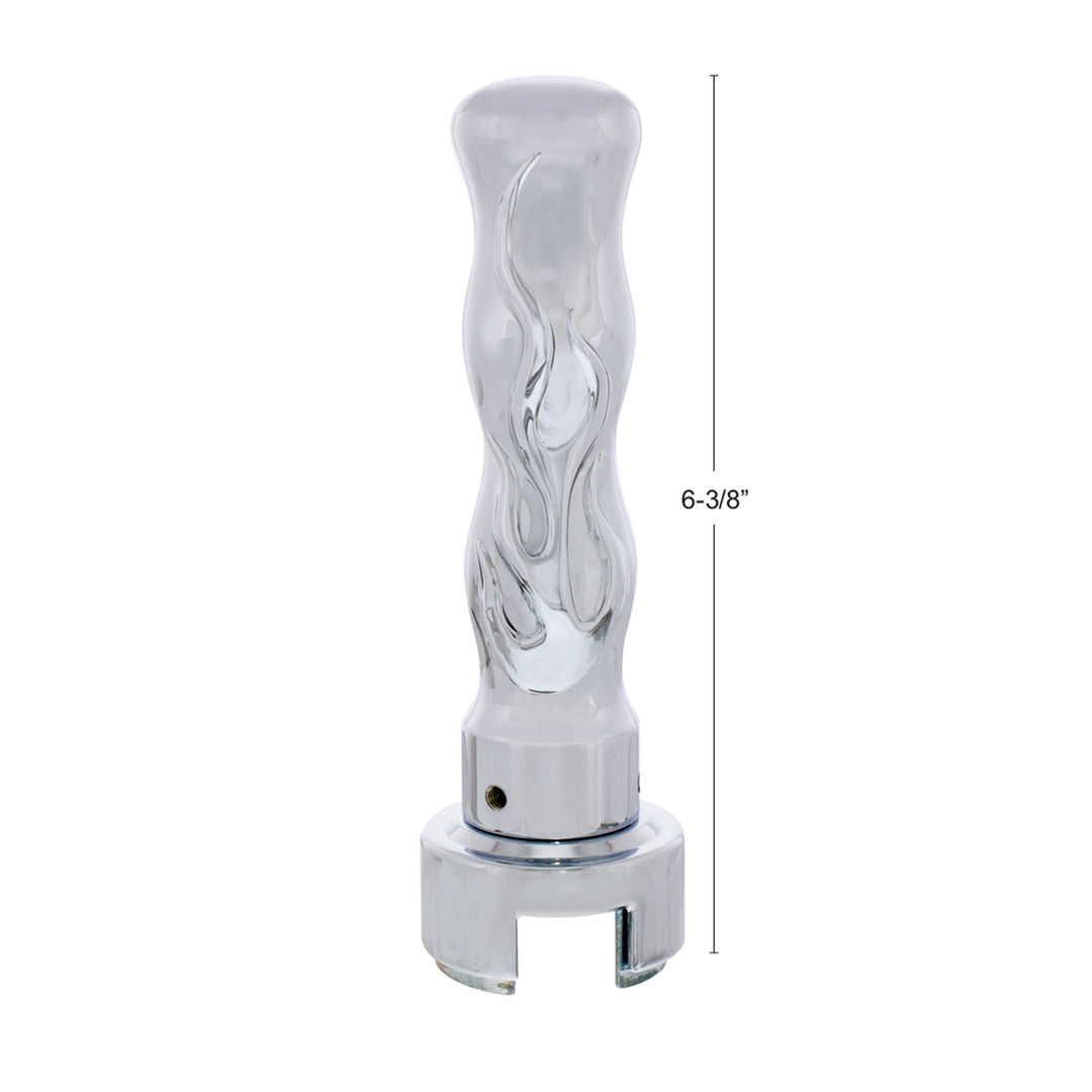 Thread On Flame Gearshift Knob With Adapter For Eaton Fuller 13/15/18 Speed - Chrome