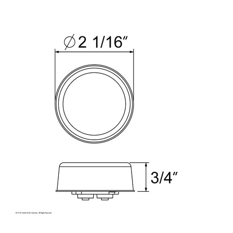 6 LED 2" Round GloLight (Clearance/Marker) - Red LED/Red Lens