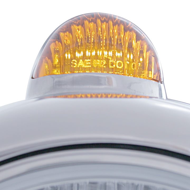 Chrome Guide 682-C Headlight H4 &amp; Dual Mode LED Signal - Amber Lens