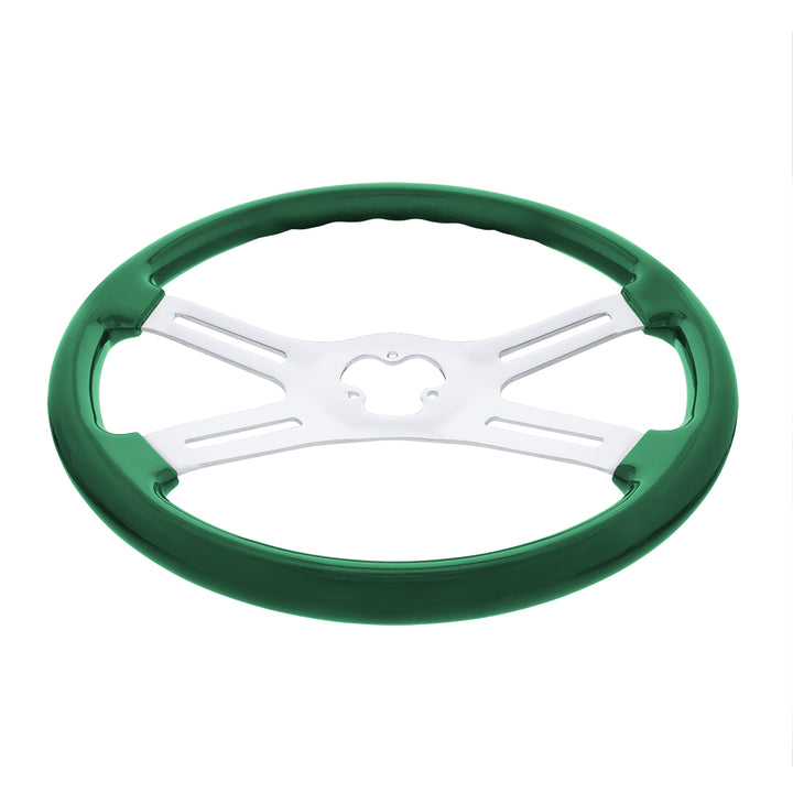 18" Vibrant Color 4 Spoke Steering Wheel - Emerald Green