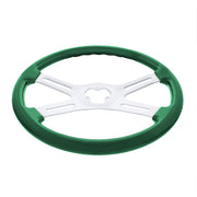 18" Vibrant Color 4 Spoke Steering Wheel - Emerald Green