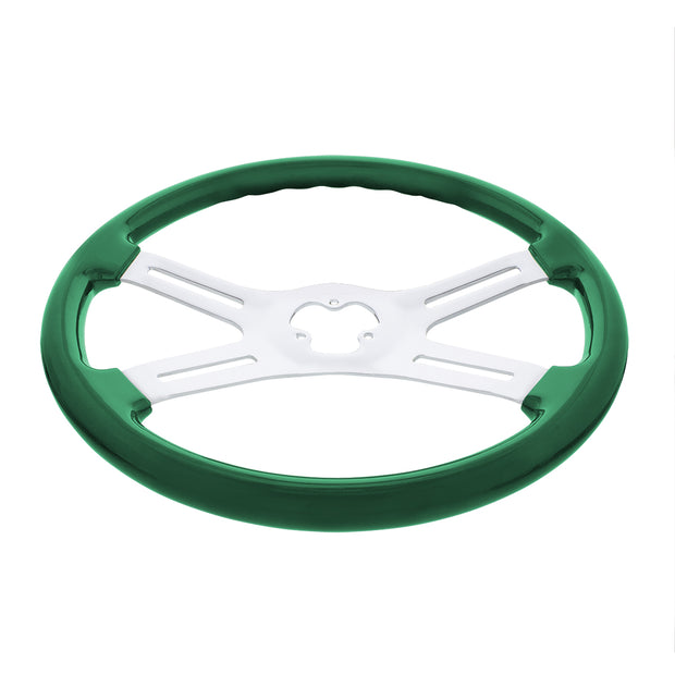 18" Vibrant Color 4 Spoke Steering Wheel - Emerald Green