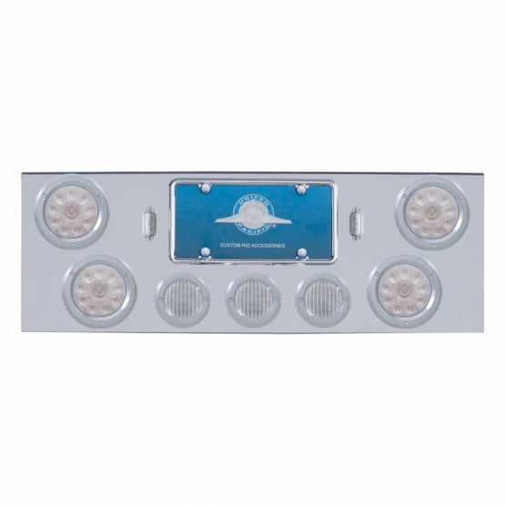 CR Rear Center Panel With 4X 10 LED 4" Lights & 3X 13 LED 2-1/2" Lights & Bezel -Red LED/Clear Lens