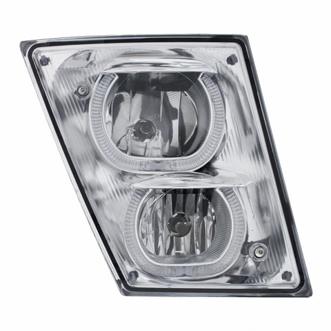 Chrome Fog/Driving Light W/White LED Light Bar For 2003-2017 Volvo VN/VNL - Passenger