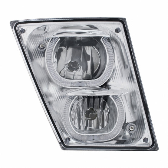 Chrome Fog/Driving Light W/White LED Light Bar For 2003-2017 Volvo VN/VNL - Passenger