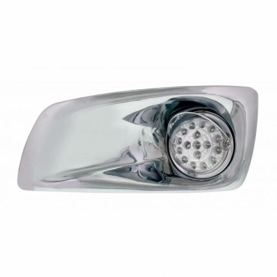 Fog Light Cover With Amber LED Hi/Lo Clear Style Reflector Light &amp; Visor For 2007-17 KW T660- Driver -Clear Lens