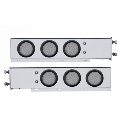 3-3/4" Bolt Pattern Chrome Spring Loaded Bar W/6X 36 Red LED 4" Lights - Clear Lens (Pair)