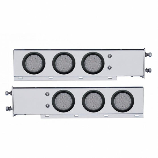 3-3/4" Bolt Pattern Chrome Spring Loaded Bar W/6X 36 Red LED 4" Lights - Clear Lens (Pair)