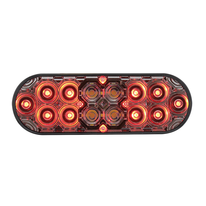 6" Oval Combo Light With 14 LED Stop, Turn &amp; Tail &amp; 16 LED Back-Up - Red LED/Clear Lens