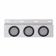 Stainless Top Mud Flap Plate With 3X 36 LED 4" Lights & Grommets - Red LED/Clear Lens (Each)