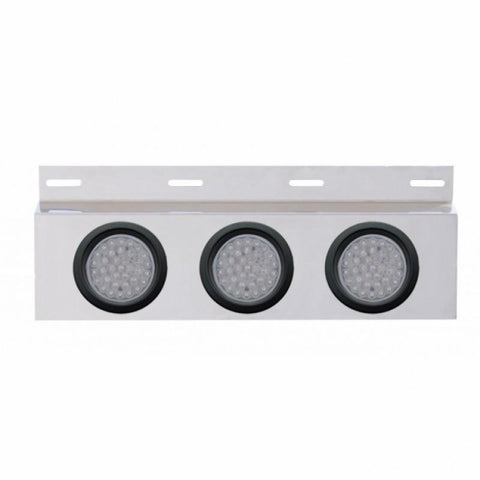 Stainless Top Mud Flap Plate With 3X 36 LED 4" Lights & Grommets - Red LED/Clear Lens (Each)