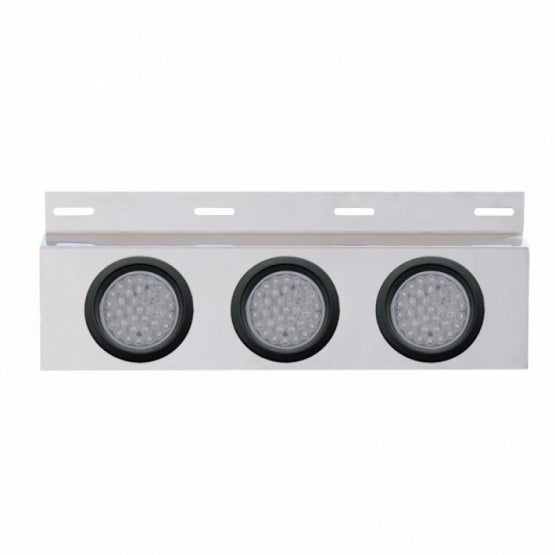Stainless Top Mud Flap Plate With 3X 36 LED 4" Lights & Grommets - Red LED/Clear Lens (Each)