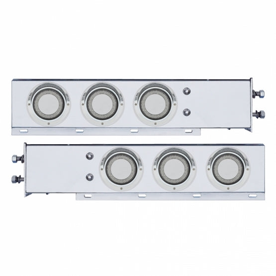 2-1/2" Bolt Pattern SS Spring Loaded Rear Bar W/6X 4" Red LED Mirage Lights &amp; Visor -Clear Lens (Pair)