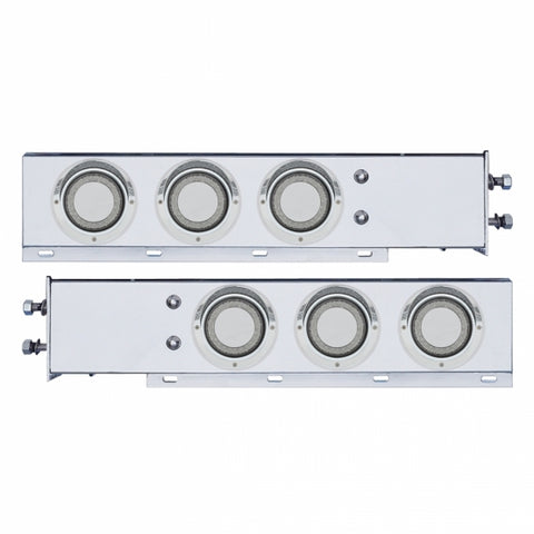 2-1/2" Bolt Pattern SS Spring Loaded Rear Bar W/6X 4" Red LED Mirage Lights & Visor -Clear Lens (Pair)