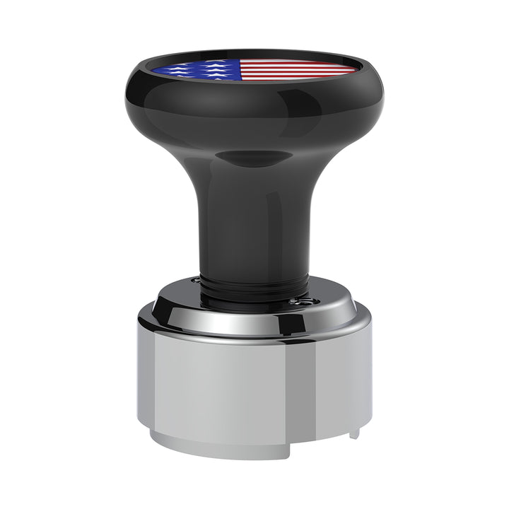 Thread-On Gearshift Knob With 9/10 Speed Adapter &amp; USA Flag Sticker - Black
