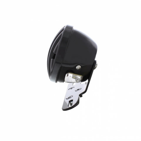 Motorcycle LED Rear Fender Tail Light With Gloss Black Grille Bezel - Red Lens