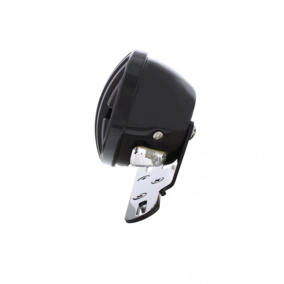 Motorcycle LED Rear Fender Tail Light With Gloss Black Grille Bezel - Red Lens