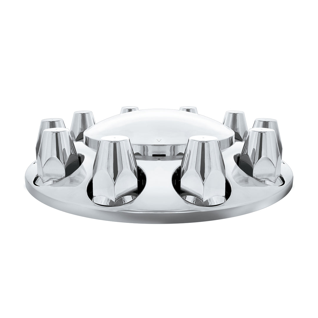Dome Front Axle Cover With 33mm Standard Style Push-On Nut Covers - Chrome