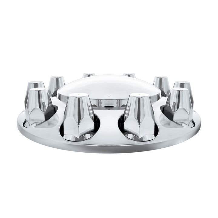 Dome Front Axle Cover With 33mm Standard Style Push-On Nut Covers - Chrome