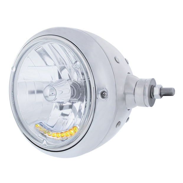 Chrome Guide 682-C Style Headlight Assembly W/Crystal Lens & 10 LEDs Position Light - R/H (Horizontal Mount)