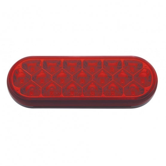 19 LED 6" Oval Reflector Light (Stop, Turn &amp; Tail) - Red LED/Red Lens