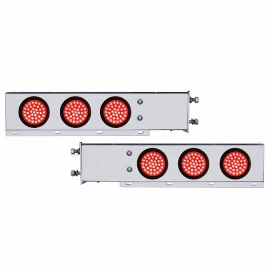 3-3/4" Bolt Pattern SS Spring Loaded Bar With 6X 36 LED 4" Lights -Red LED &amp; Lens (Pair)