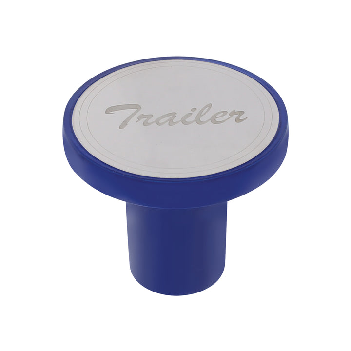 Aluminum Screw-On Air Valve Knob With Stainless Trailer Plaque - Indigo Blue