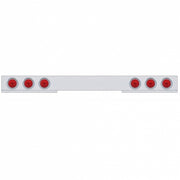 Chrome 1 Piece Rear Light Bar With Six 10 LED 4" Lights & Visors - Red LED/Red Lens