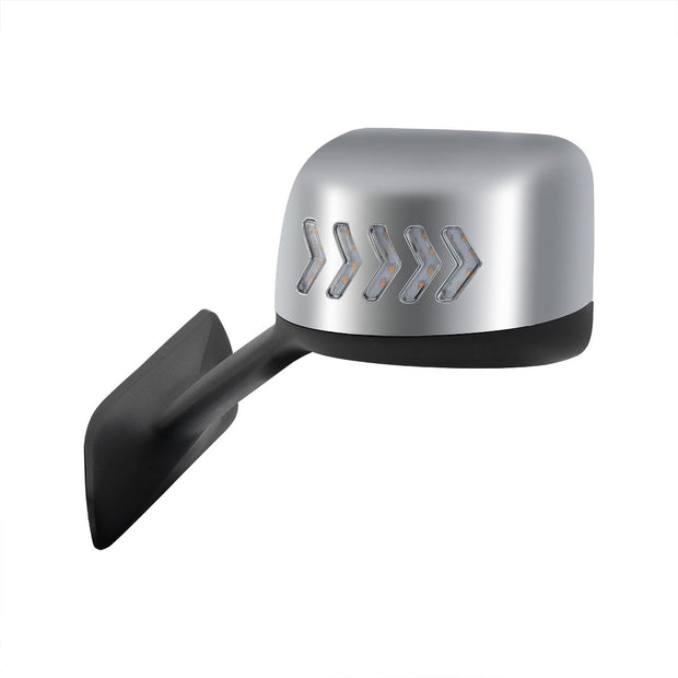Chrome Plastic Hood Mirror Assembly With Sequential LED Turn Signals For 2018-2024 International LT-Driver