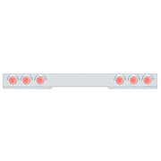 Chrome 1 Piece Rear Light Bar With Six 36 LED 4" Lights & Visors - Red LED/Clear Lens
