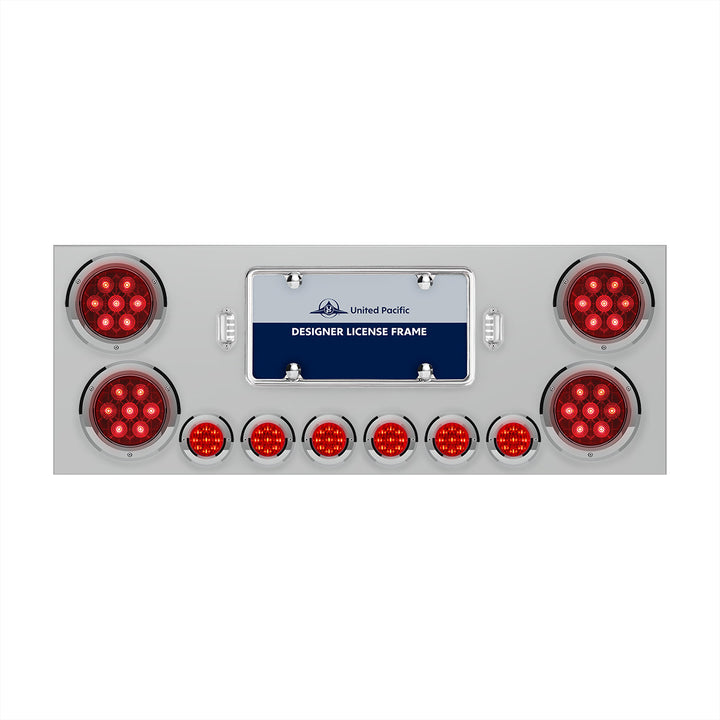 SS Rear Center Panel With 4X Red LED 4" Light &amp; 6X Red LED 2" Light &amp; Bezel -Red Lens -Comp. Series