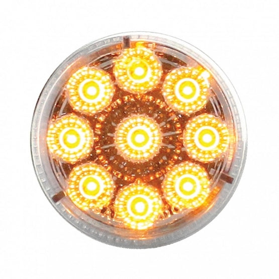 9 LED 2" Round Reflector Light (Clearance/Marker) - Amber LED/Clear Lens United Pacific 38851