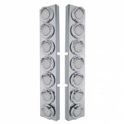 SS Front Air Cleaner Bracket With 14X 9 Amber LED 2" Reflector Lights & Visors For KW Trucks-Clear Lens
