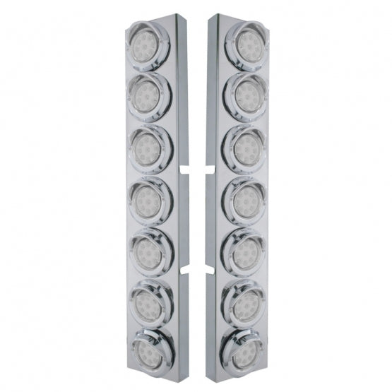SS Front Air Cleaner Bracket With 14X 9 Amber LED 2" Reflector Lights & Visors For KW Trucks-Clear Lens