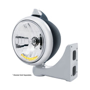 Black Guide 682-C Headlight H4 With 10 Amber LED & Original Style LED Signal-Clear Lens