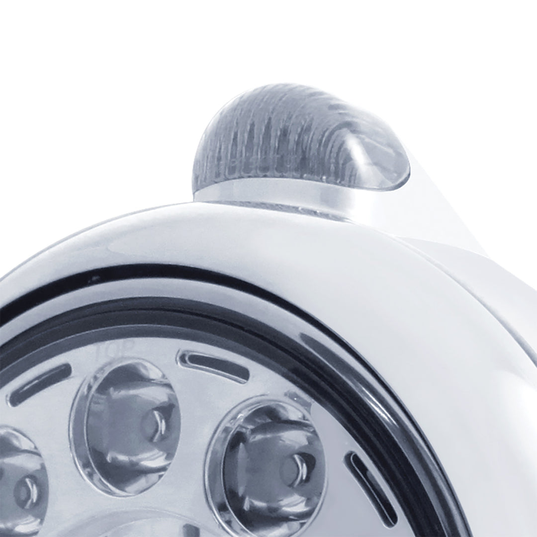 Stainless Steel Guide 682-C Headlight 11 LED Bulb &amp; Dual Mode LED Signal-Clear Lens