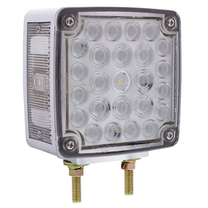 52 LED Double Stud Double Face Turn Signal Light (Passenger) - Amber &amp; Red LED/Clear Lens