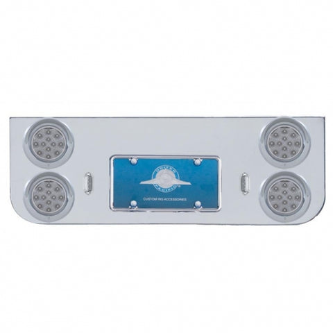 Chrome Rear Center Panel With Four 12 LED 4" Reflector Lights & Visors - Red LED/Clear Lens
